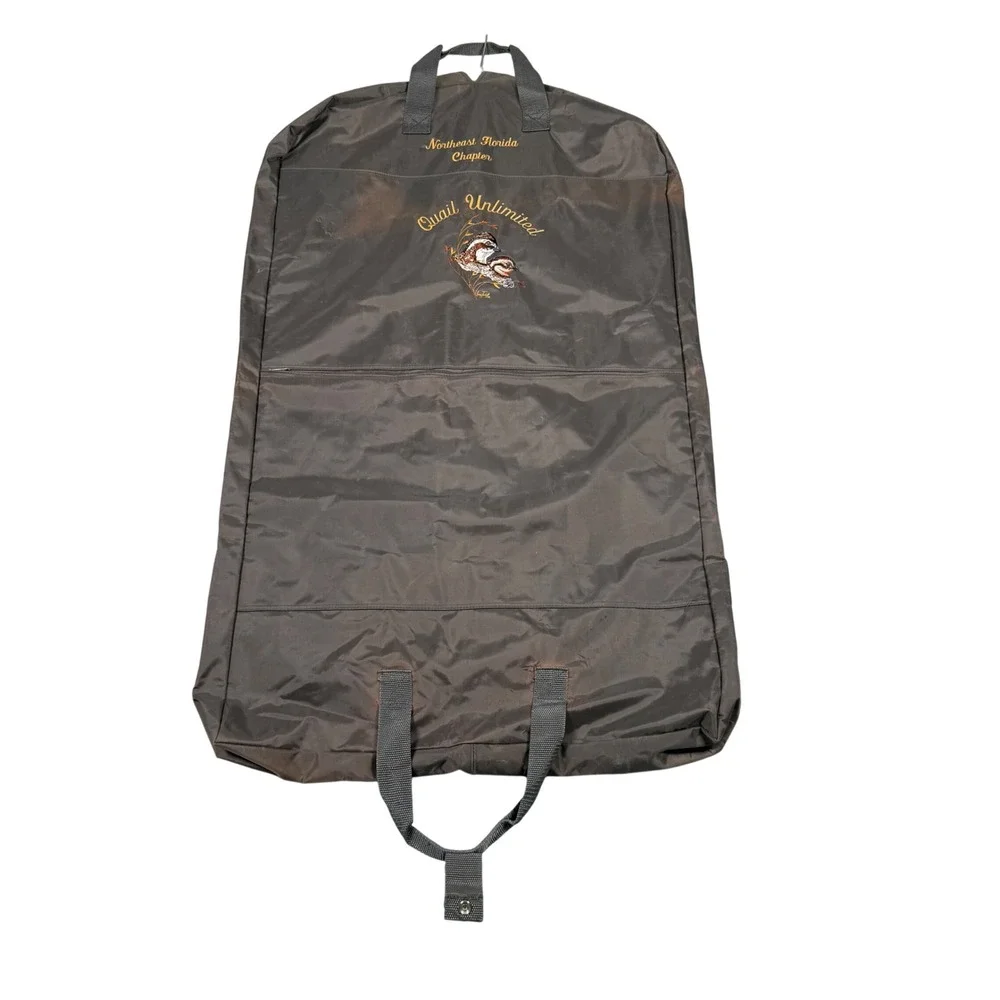 Vintage Quail Unlimited Garment Bag Brown Northeast Florida Chapter Hunting